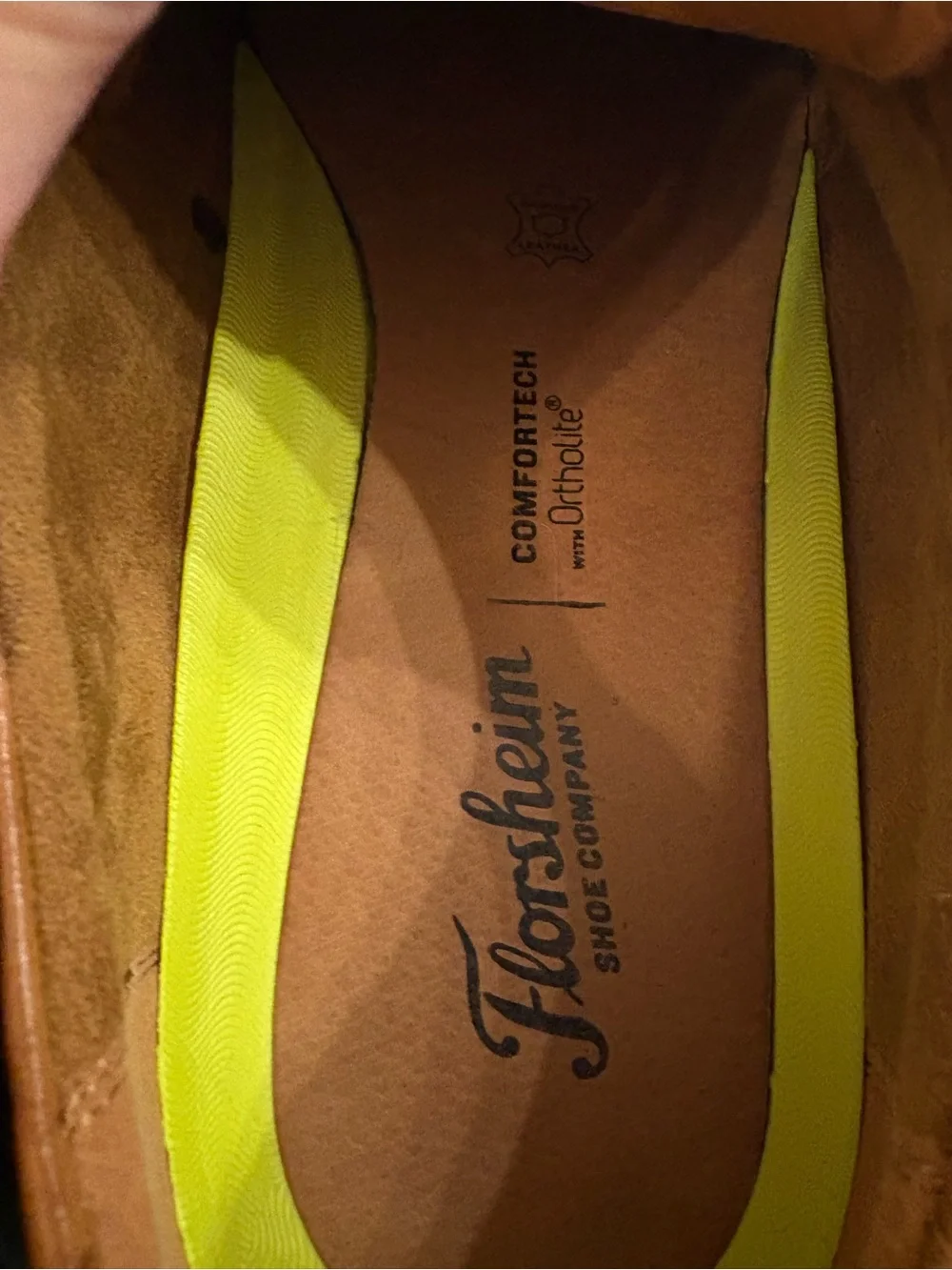 Florsheim Brown Leather Loafer with Lime Accents 11